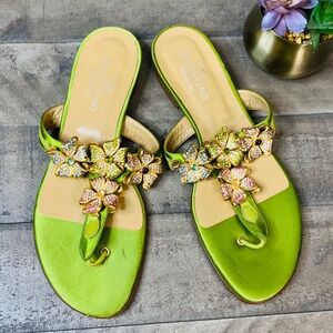 Valentino Garavani Embellished Sandals Multi Colored Jeweled Floral Sz 7.5 EU38‎